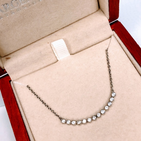 Argento Vivo Jewelry - New Argento Vivo Curved CZ Pave Bar Necklace